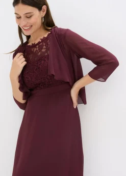 bonprix bonprix Vestido largo con encaje rojo burdeos Hot