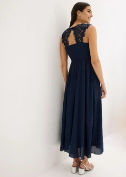bonprix bonprix Vestido largo con encaje Azul marino Clearance