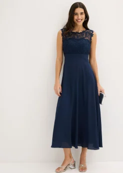bonprix bonprix Vestido largo con encaje Azul marino Clearance
