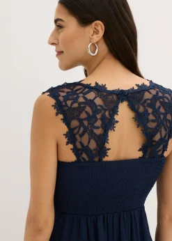 bonprix bonprix Vestido largo con encaje Azul marino Clearance