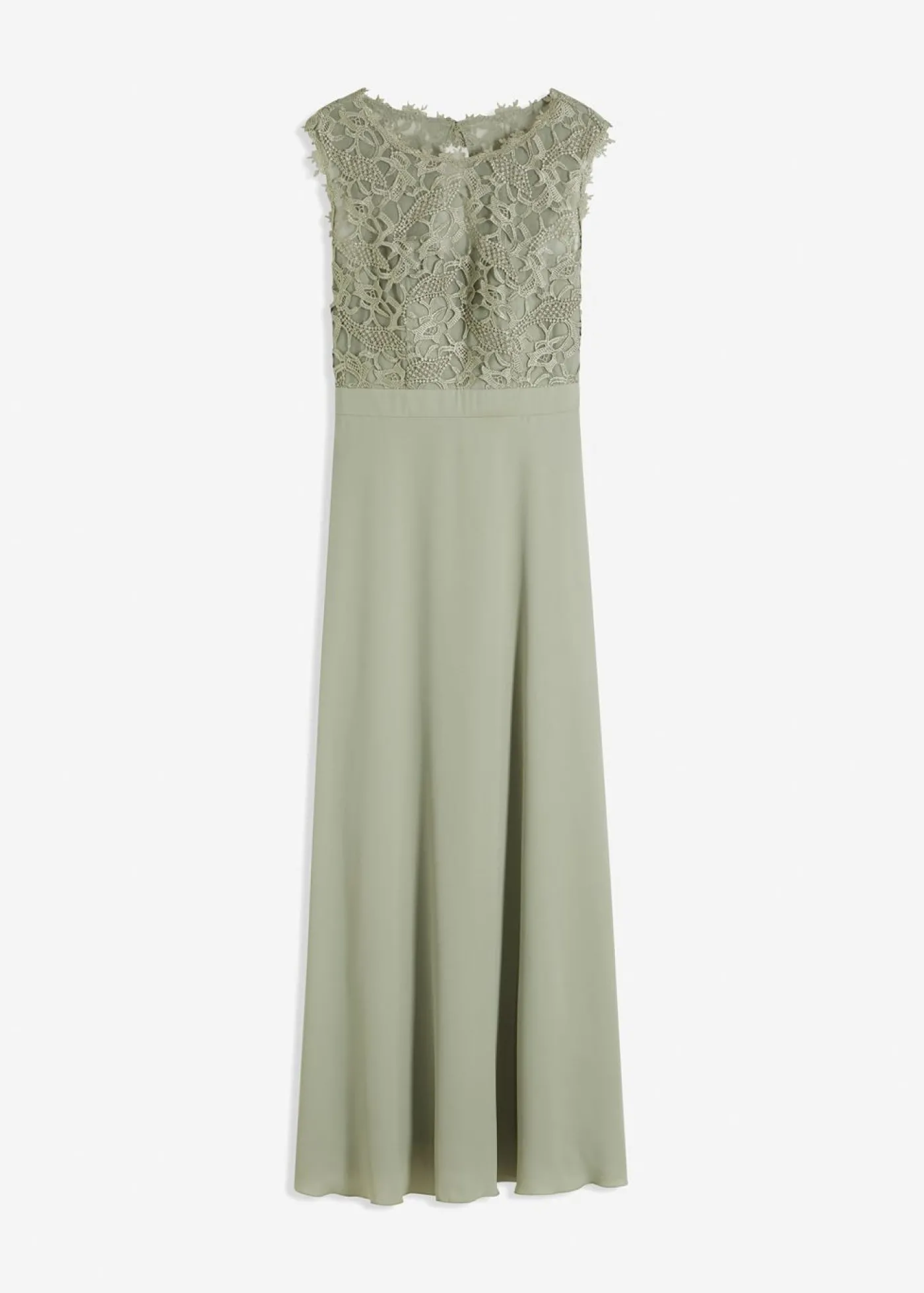 bonprix bonprix Vestido largo con encaje Verde alga