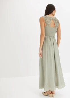 bonprix bonprix Vestido largo con encaje Verde alga