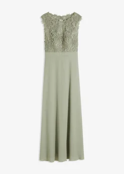 bonprix bonprix Vestido largo con encaje Verde alga Outlet