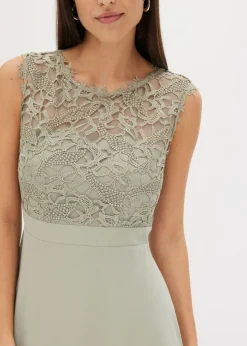 bonprix bonprix Vestido largo con encaje Verde alga Outlet