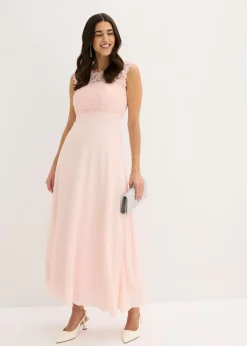 bonprix bonprix Vestido largo con encaje Rosa perla Outlet