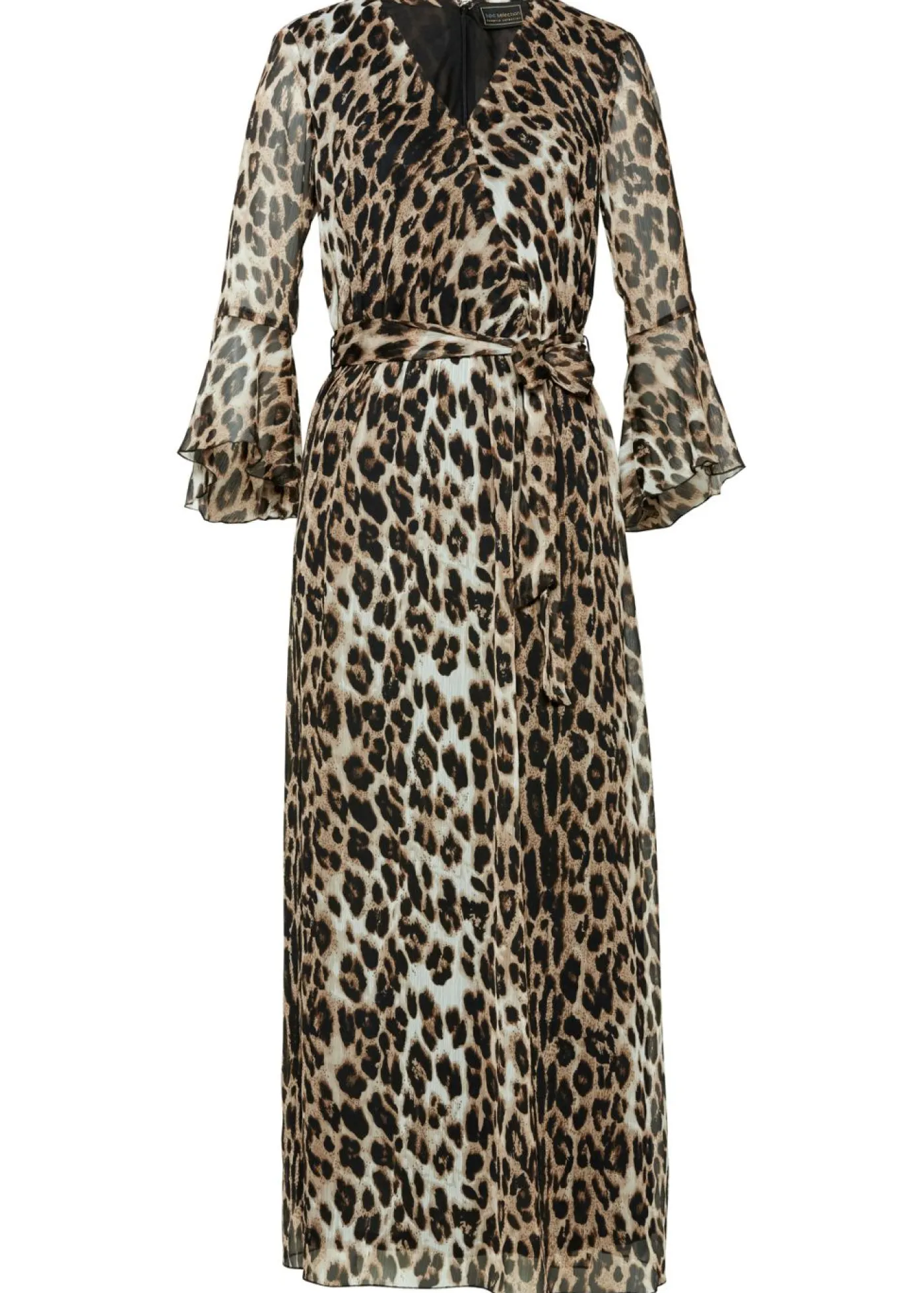 bonprix bonprix Vestido largo con estampado de leopardo Marrón claro/negro de leopardo