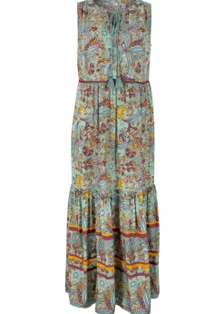 bonprix bonprix Vestido largo con estampado de cenefas verde mar Clearance