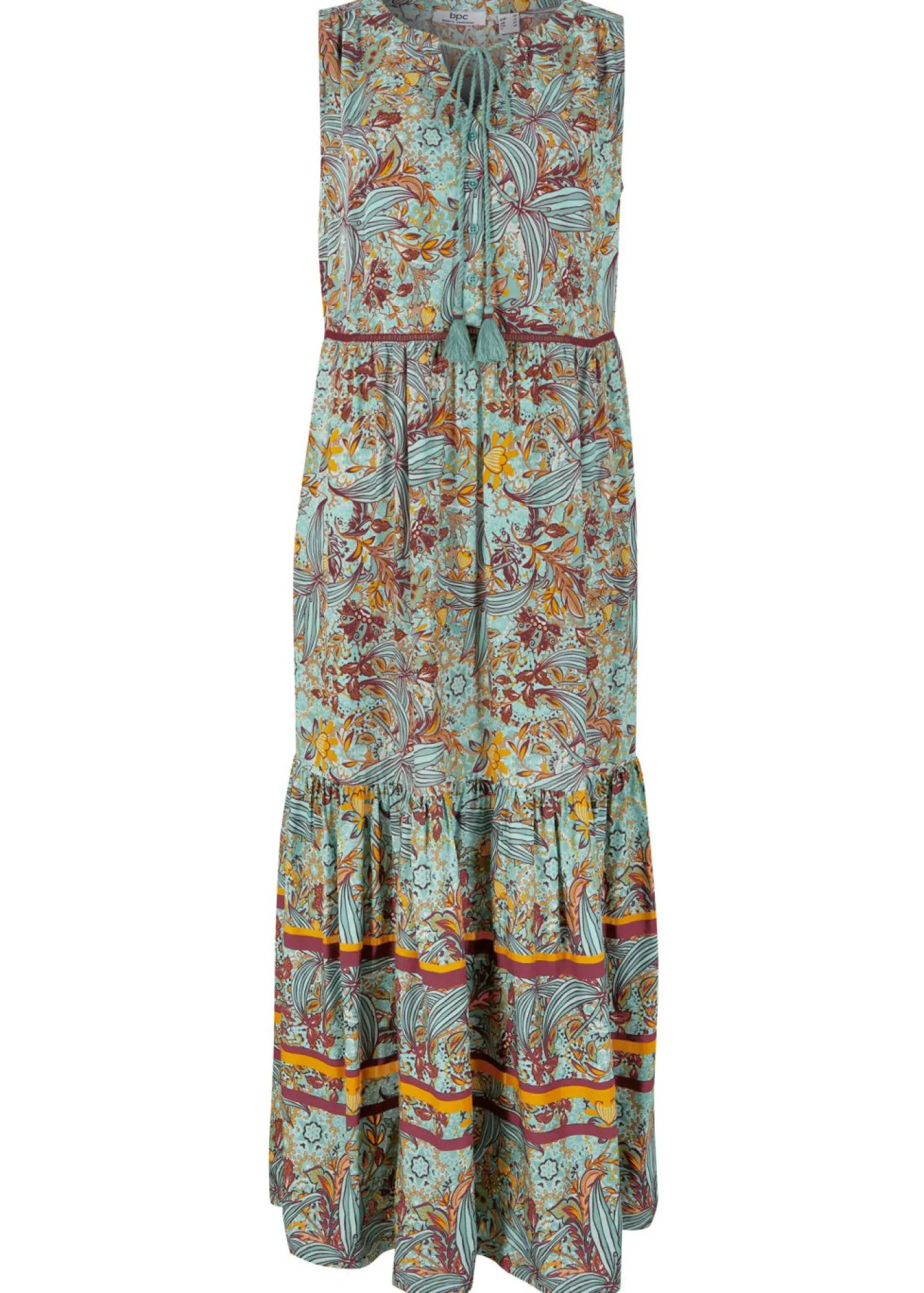 bonprix bonprix Vestido largo con estampado de cenefas verde mar Clearance