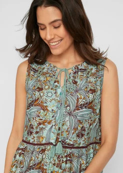 bonprix bonprix Vestido largo con estampado de cenefas verde mar Clearance
