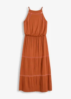 bonprix bonprix Vestido largo con insertos de ganchillo óxido Online