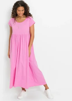 bonprix bonprix Vestido largo de algodón orgánico Rosa fucsia Discount