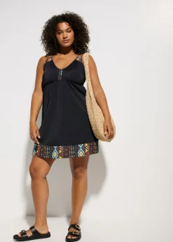 bonprix bonprix Vestido largo de baño de poliamida reciclada Negro Discount