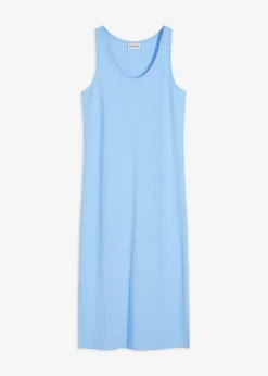 bonprix bonprix Vestido largo de canalé suave Azul claro New