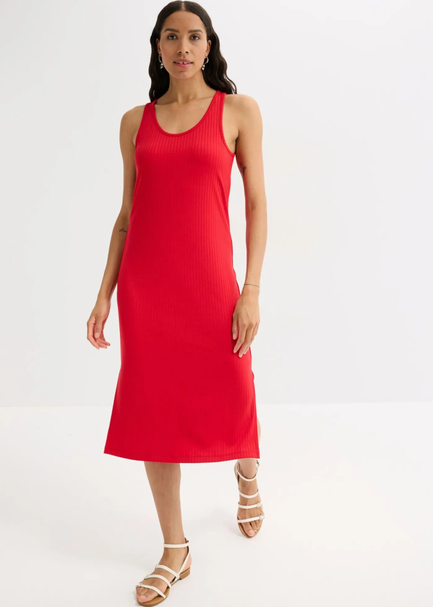 bonprix bonprix Vestido largo de canalé suave rojo intenso Best