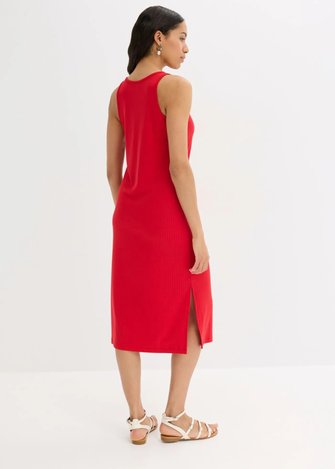 bonprix bonprix Vestido largo de canalé suave rojo intenso Best
