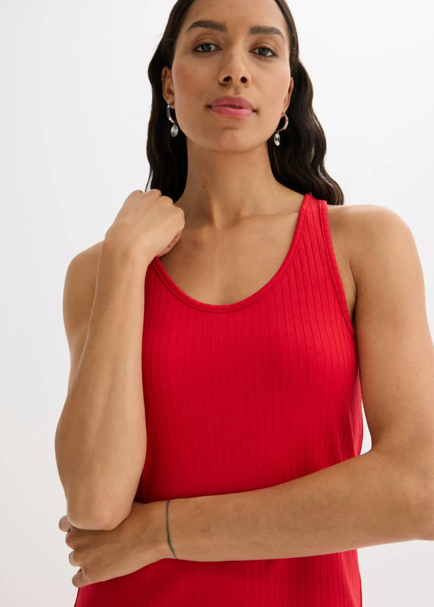 bonprix bonprix Vestido largo de canalé suave rojo intenso Best