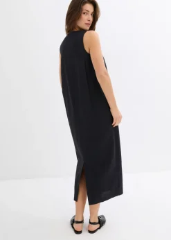 bonprix bonprix Vestido largo de mezcla de viscosa con bolsillos Negro Best