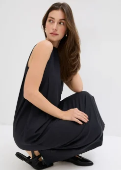bonprix bonprix Vestido largo de mezcla de viscosa con bolsillos Negro Best