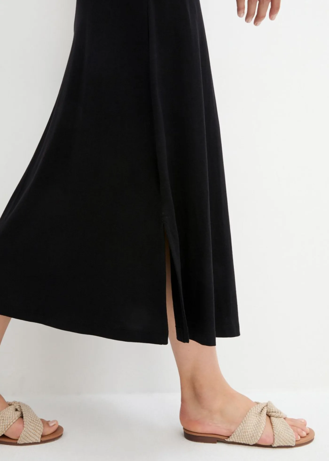 bonprix bonprix Vestido largo de mezcla de algodón y viscosa Negro New