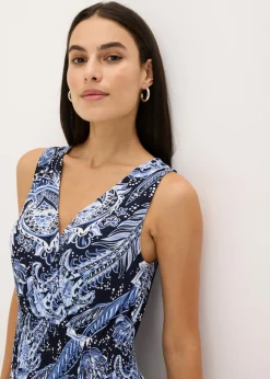 bonprix bonprix Vestido largo de mezcla de viscosa suave azul marino + azul pálido Sale