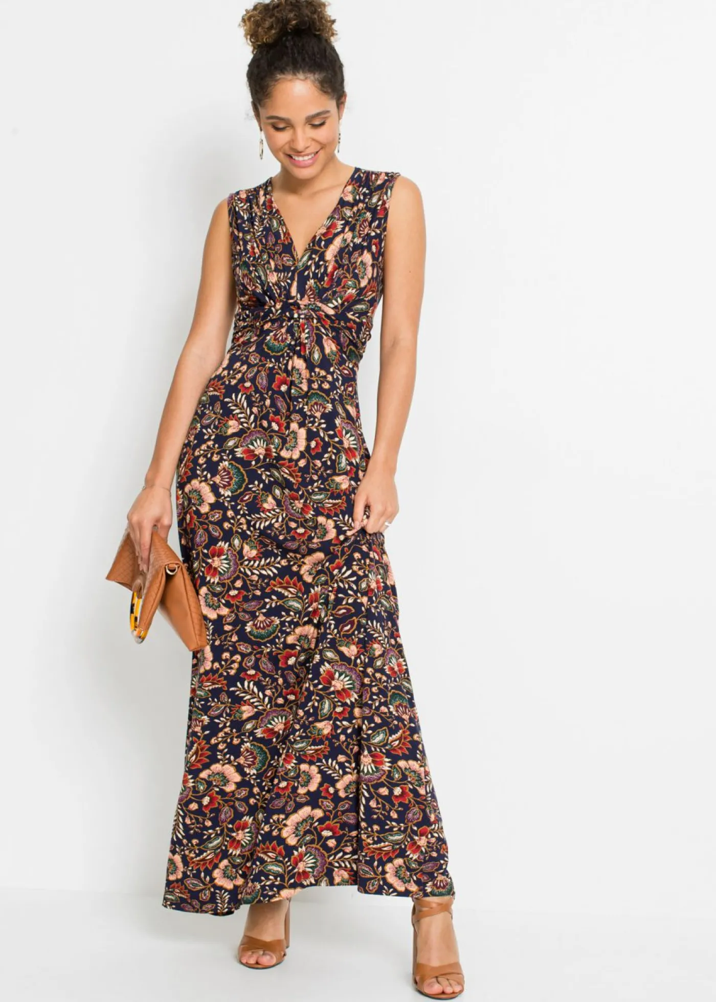 bonprix bonprix Vestido largo de mezcla de viscosa Azul marino Best