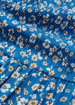 bonprix bonprix Vestido largo de mezcla de viscosa Azul-blanco lana de flores Clearance