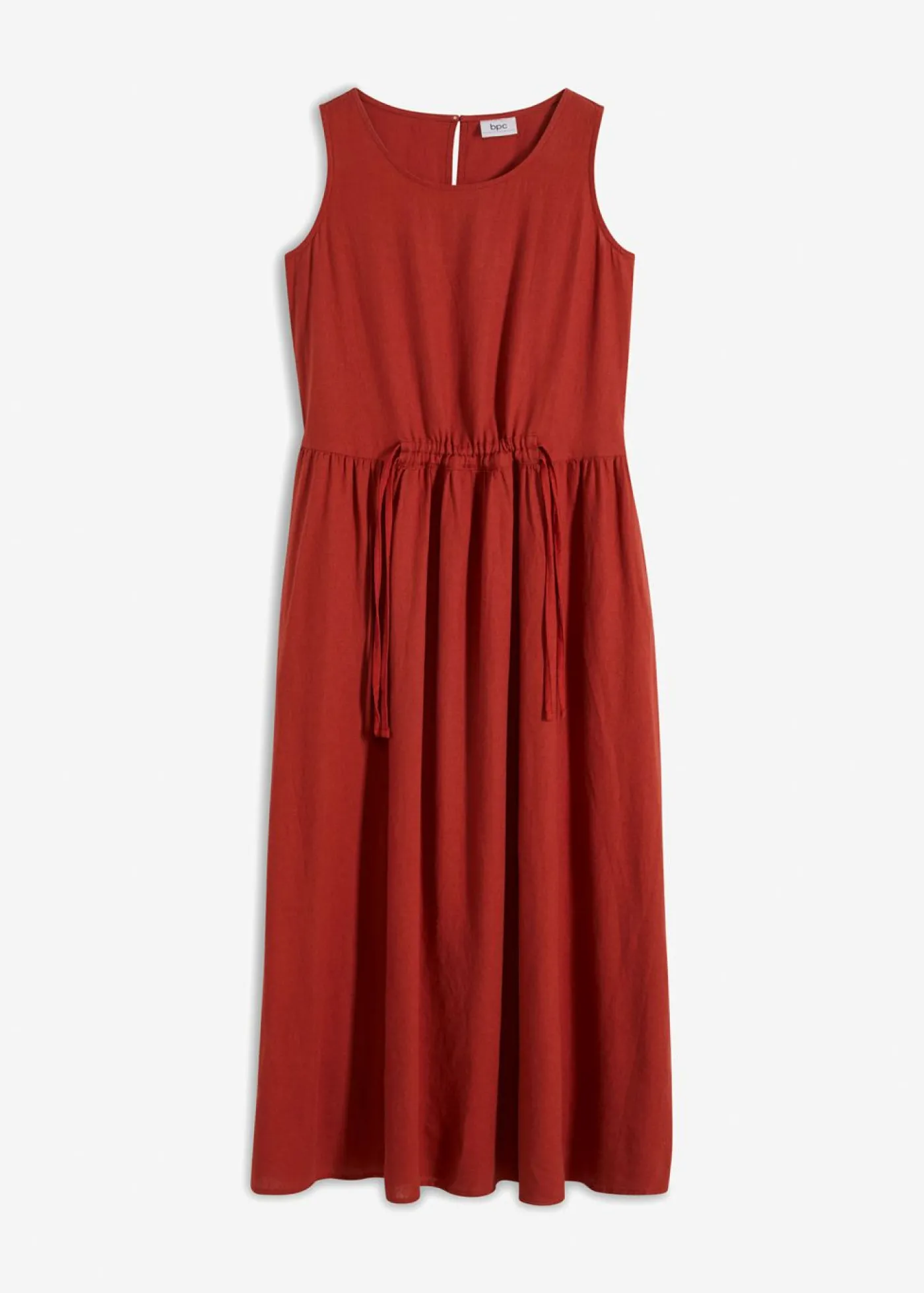 bonprix bonprix Vestido largo de mezcla ligera de lino y viscosa rojo carmín Online