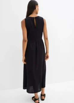 bonprix bonprix Vestido largo de mezcla ligera de lino y viscosa Negro New