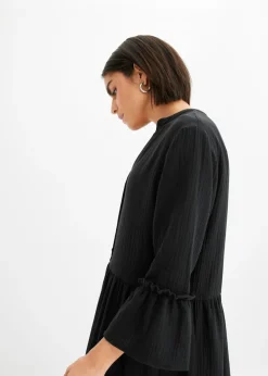 bonprix bonprix Vestido largo de muselina suave Negro Clearance