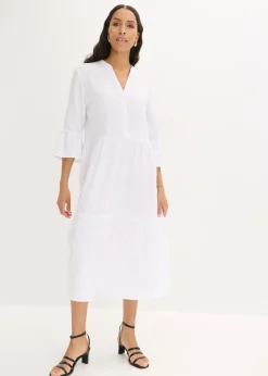bonprix bonprix Vestido largo de muselina suave Blanco Online