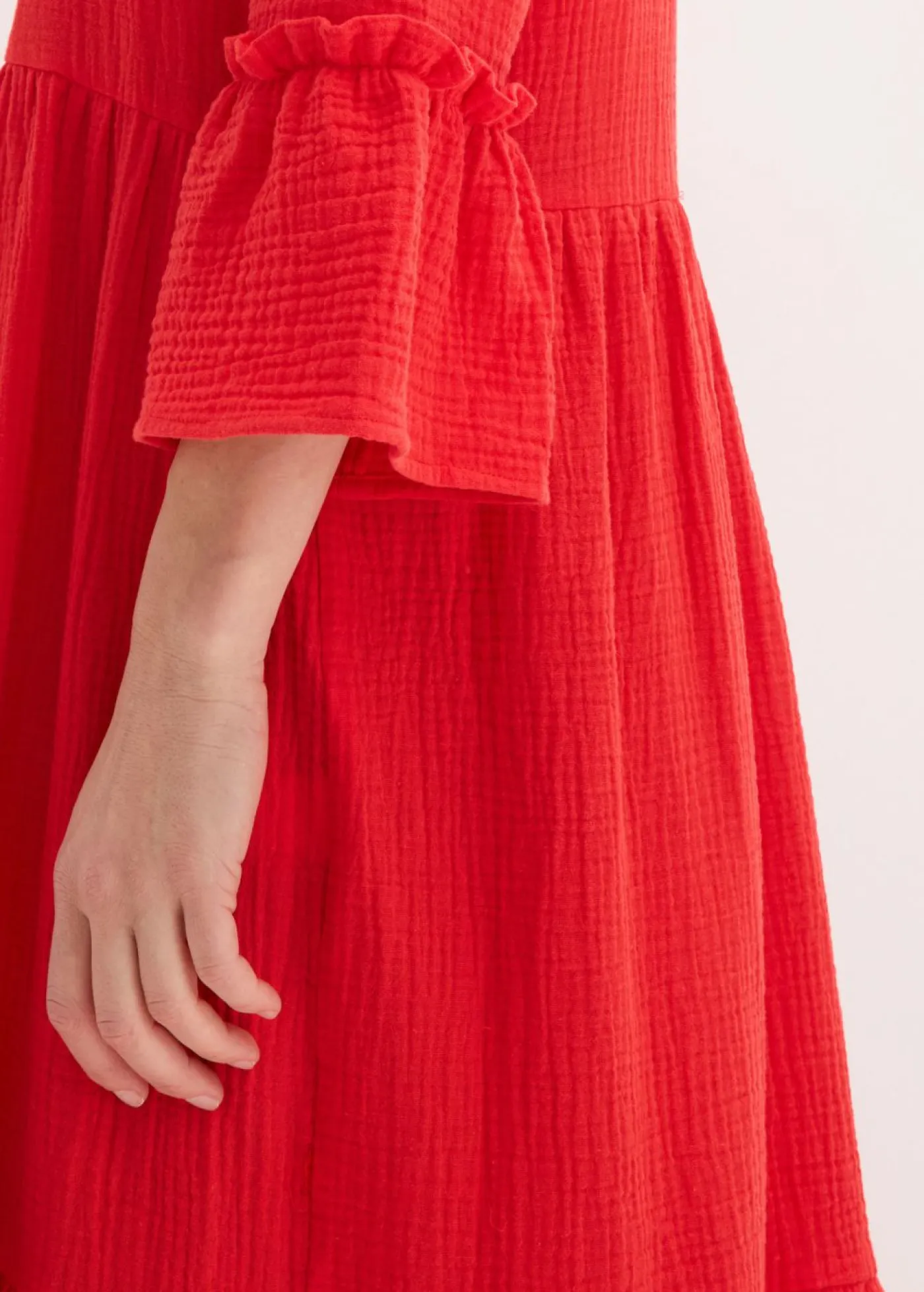 bonprix bonprix Vestido largo de muselina suave fresa Online