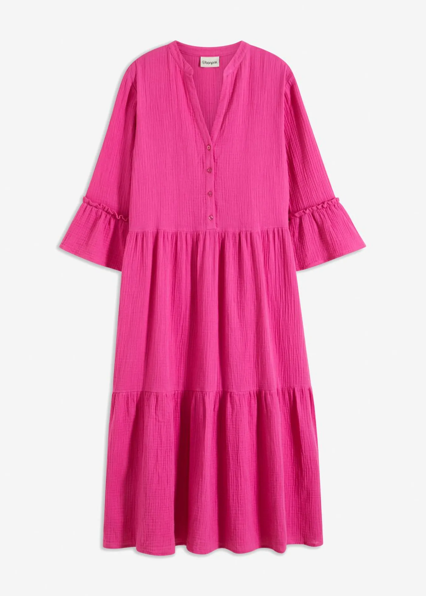 bonprix bonprix Vestido largo de muselina suave fucsia Outlet