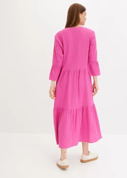 bonprix bonprix Vestido largo de muselina suave fucsia Outlet