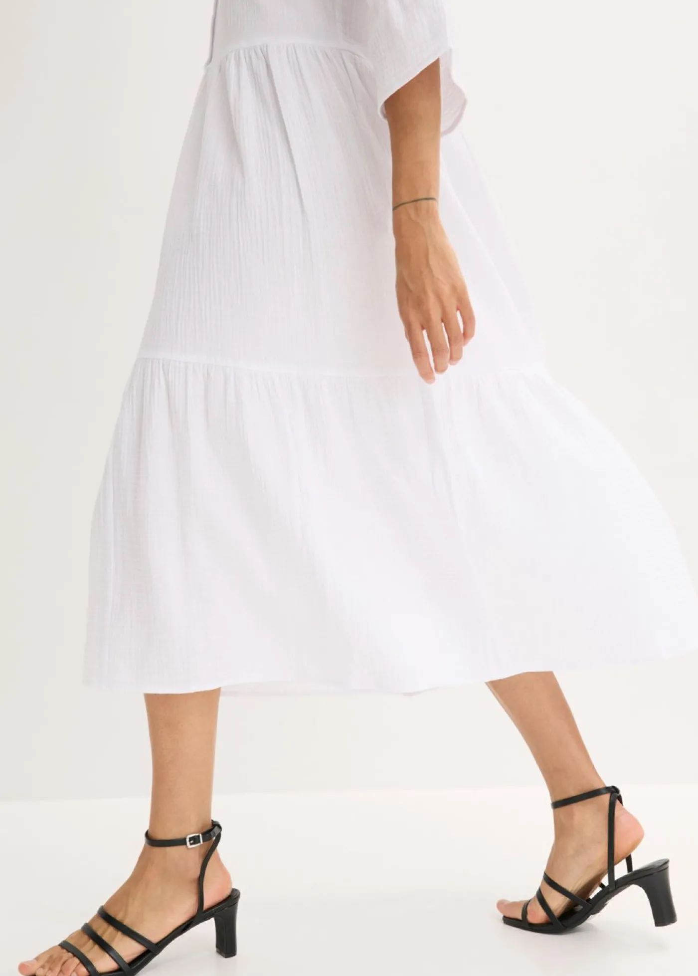 bonprix bonprix Vestido largo de muselina suave Blanco New