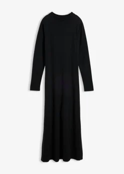 bonprix bonprix Vestido largo de punto fino con cachemir Negro New