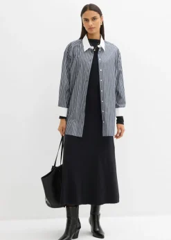 bonprix bonprix Vestido largo de punto fino con cachemir Negro New