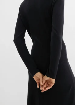 bonprix bonprix Vestido largo de punto fino con cachemir Negro New