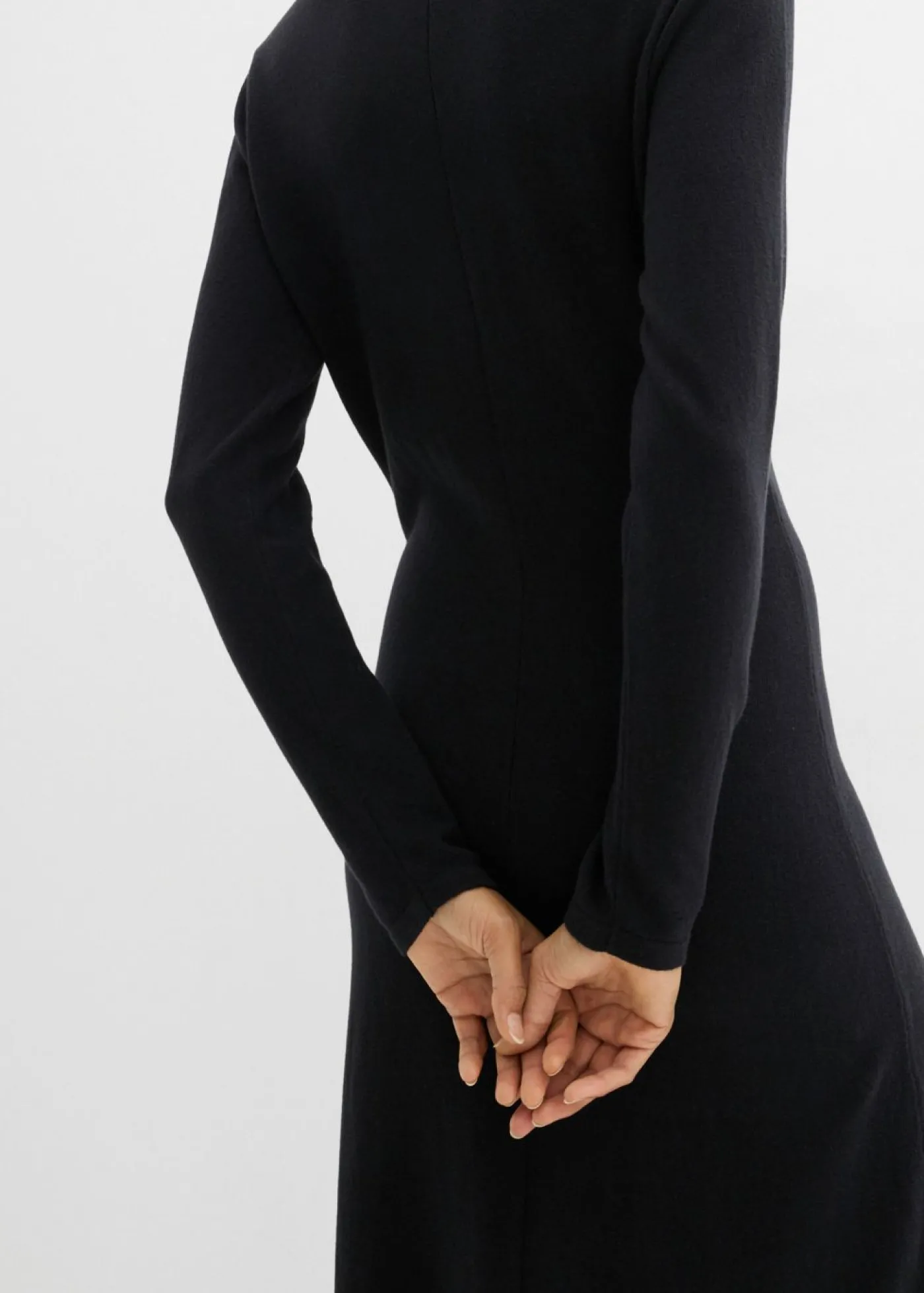 bonprix bonprix Vestido largo de punto fino con cachemir Negro New