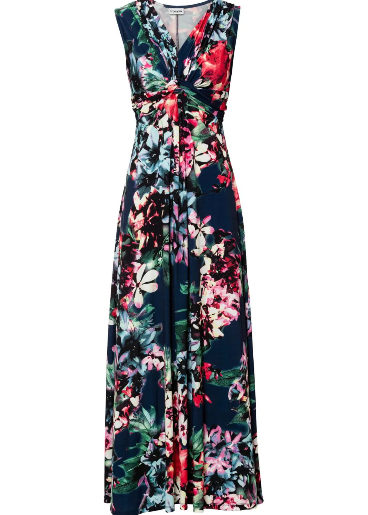 bonprix bonprix Vestido largo de verano azul marino con flores Online