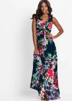 bonprix bonprix Vestido largo de verano azul marino con flores Online
