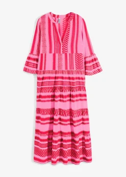 bonprix bonprix Vestido largo de viscosa fluida Rojo-rosa Clearance