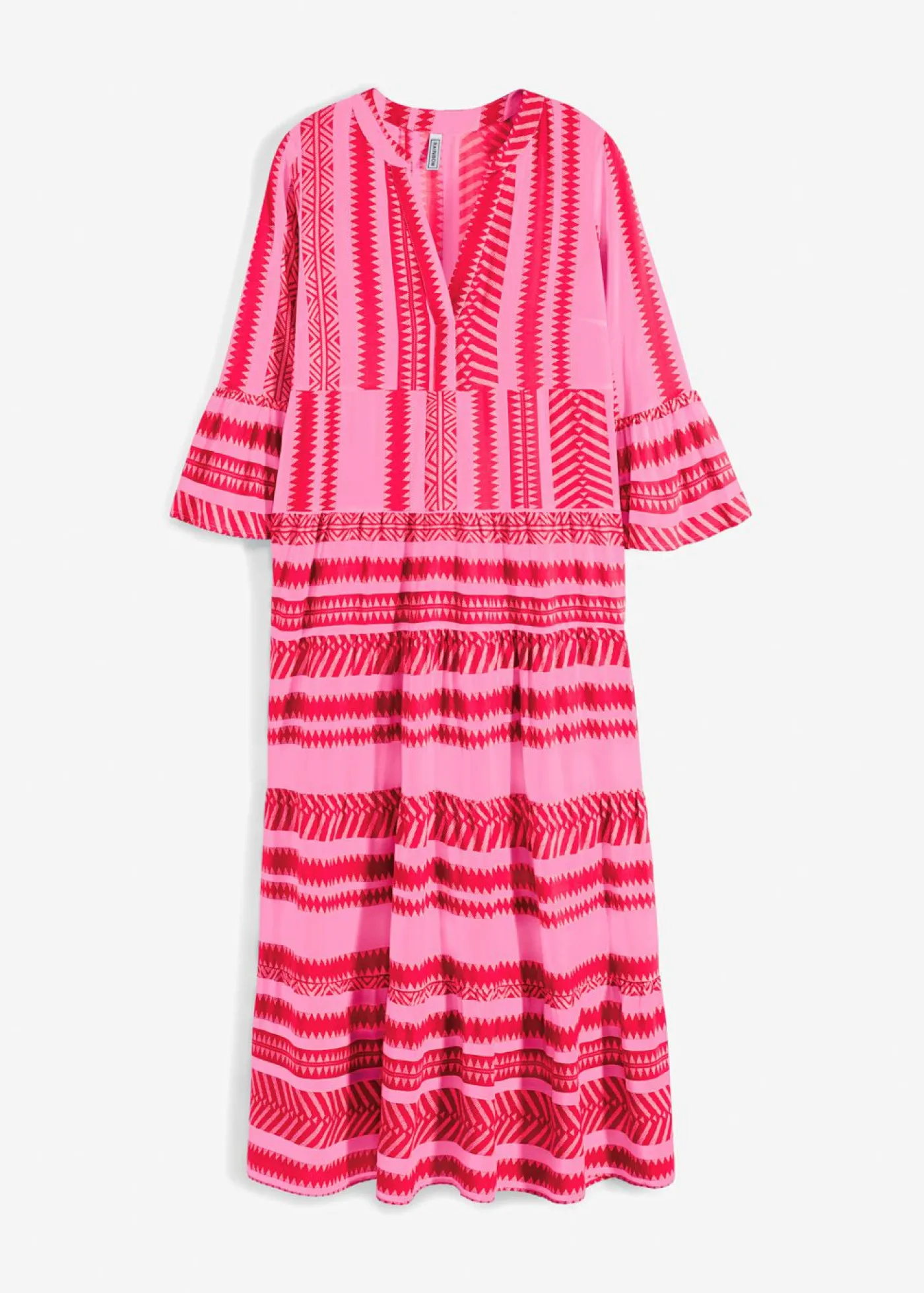 bonprix bonprix Vestido largo de viscosa fluida Rojo-rosa Clearance