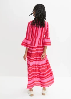 bonprix bonprix Vestido largo de viscosa fluida Rojo-rosa Clearance