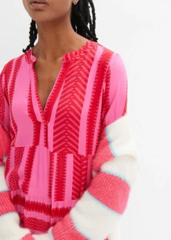 bonprix bonprix Vestido largo de viscosa fluida Rojo-rosa Clearance