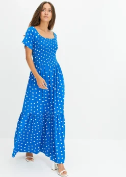 bonprix bonprix Vestido largo de viscosa sostenible Azul de lunares Sale