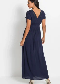 bonprix bonprix Vestido largo de viscosa fluida Azul marino