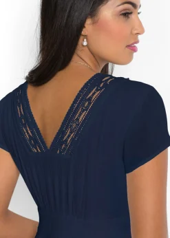 bonprix bonprix Vestido largo de viscosa fluida Azul marino