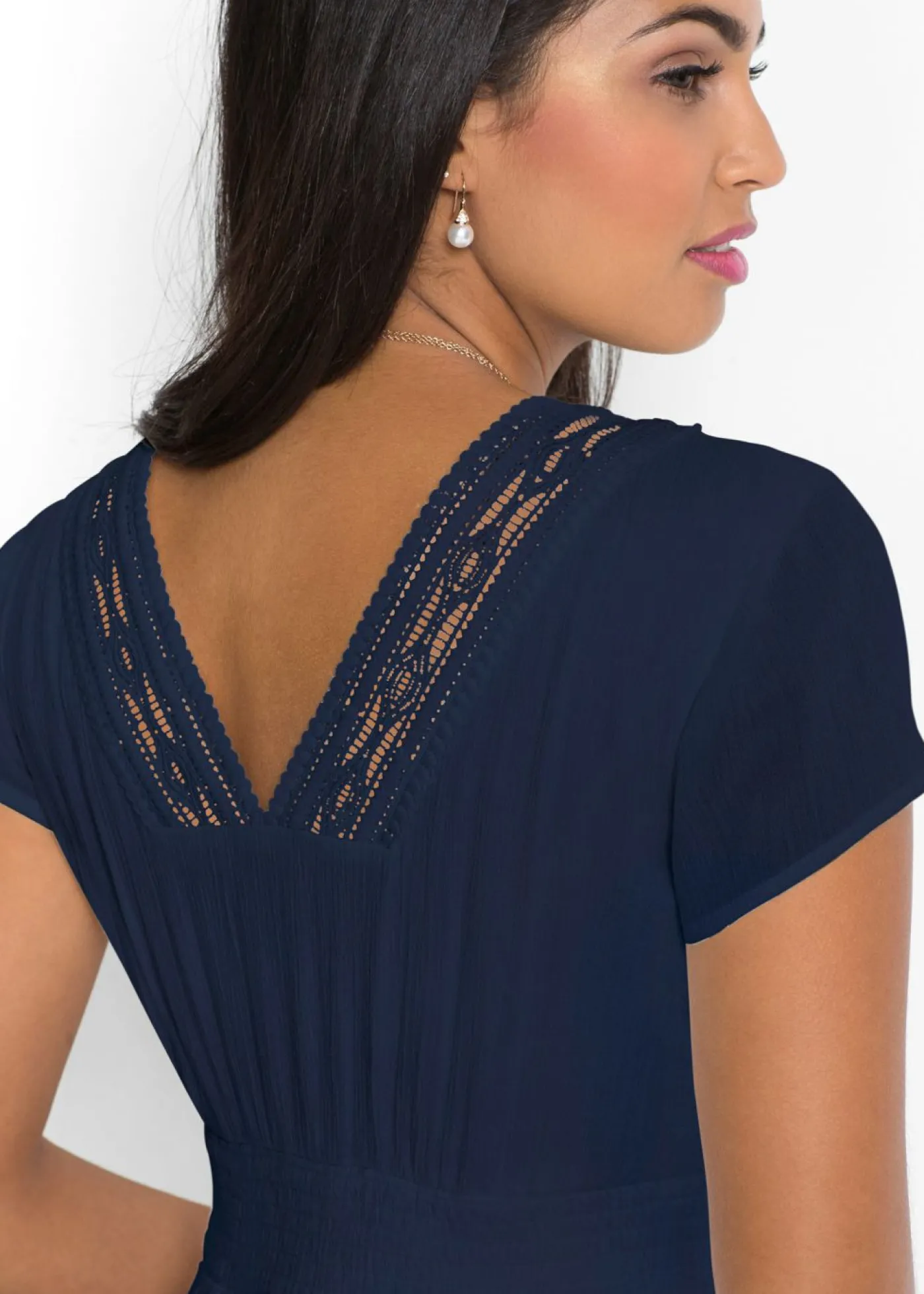 bonprix bonprix Vestido largo de viscosa fluida Azul marino