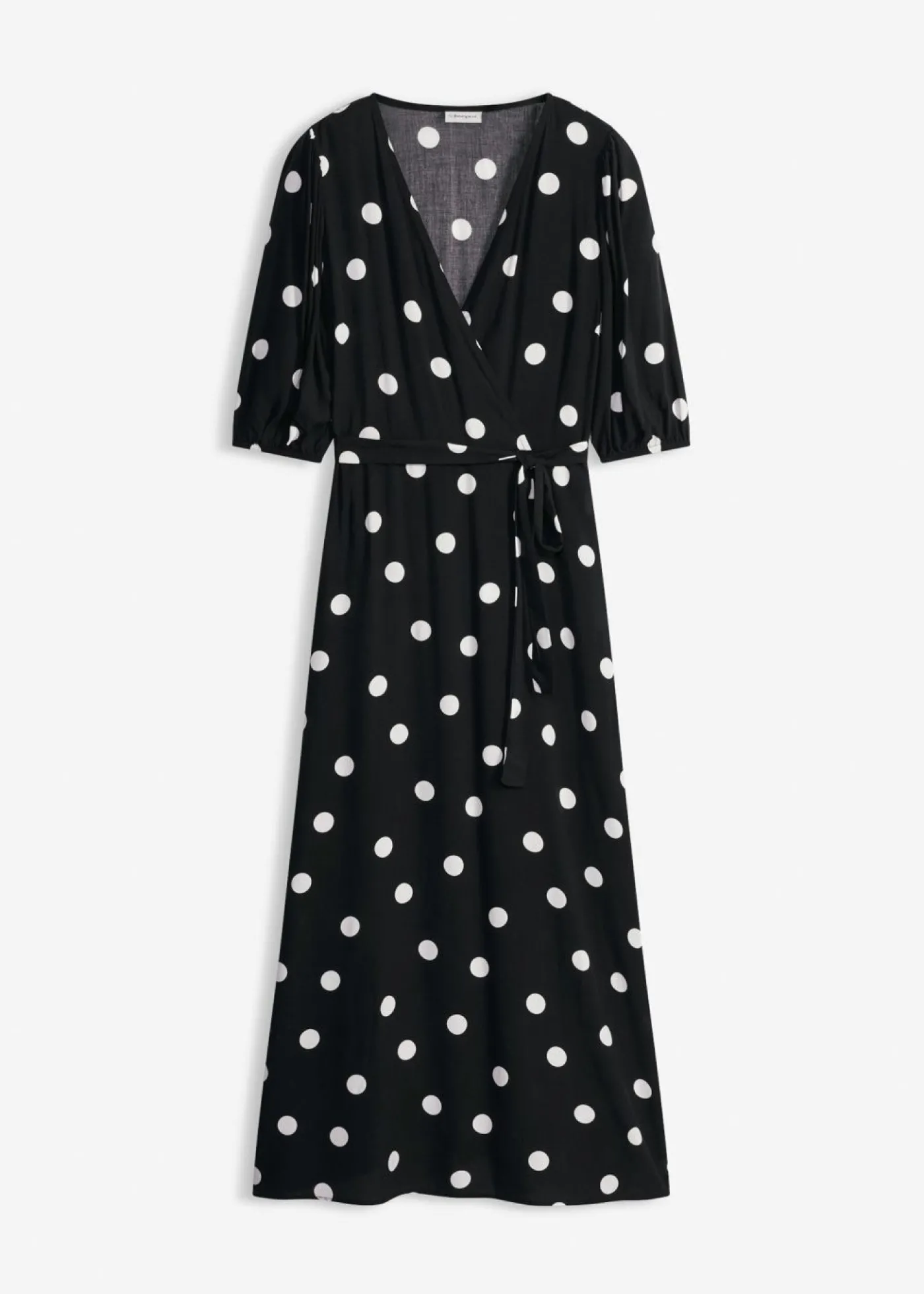 bonprix bonprix Vestido largo de viscosa fluida negro - blanco topos