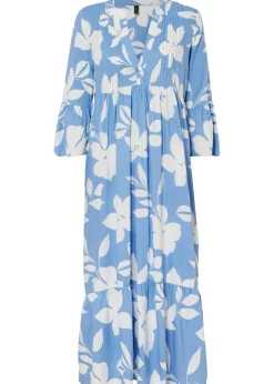 bonprix bonprix Vestido largo de viscosa fluida azul provenzal/blanco con flores Best